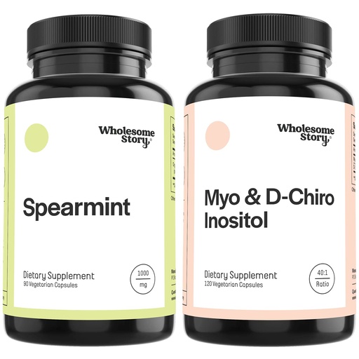 [BRSRMBANOAIQ4ALA] Spearmint + Myo & D Chiro Inositol | Organic Spearmint Capsules & Myo & D-Chiro Inositol Bundle Supplement | Hormonal Balance & Healthy Ovarian Function Support for Women | 30 Day Supply