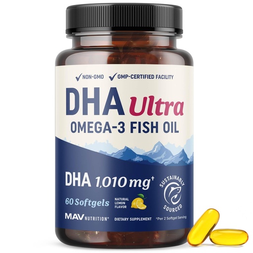 [BRSREGAOA55R6CLG] DHA Ultra 1,010MG | Brain & Cognitive Health Support | Omega 3 Fish Oil | 1,414MG Total Omega-3s | High Strength DHA Supplements | Third-Party Tested, Sustainably Sourced, Gluten-Free | 60 Ct.