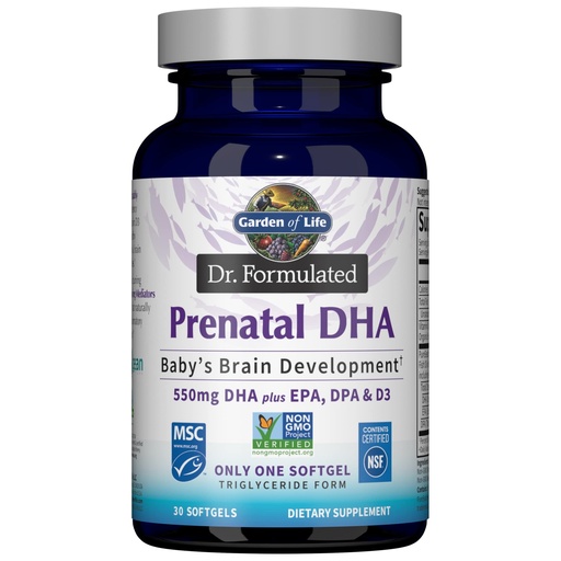 [BRSWYZALOAIAIAA3] Garden of Life Dr. Formulated Prenatal DHA Fish Oil - 500mg DHA & DPA in Triglyceride Form 100% DV Vitamin D3, Single Source, Mercury Free Omega 3 Supplements for Women's Health, 30 Softgels