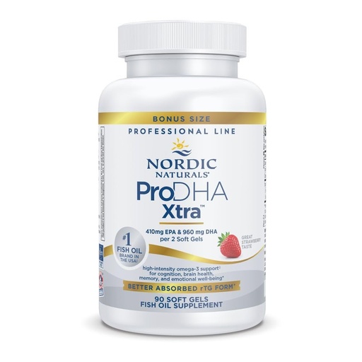 [BRSWYYYYCICGC23K] Nordic Naturals ProDHA Xtra, Strawberry - 90 Soft Gels - 1660 mg Omega-3 - High-Intensity DHA Formula for Neurological Health, Mood & Memory - Non-GMO - 45 Servings