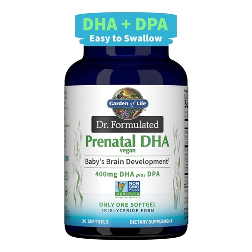 [BRSWYZALOV7BUFDO] Garden of Life Dr. Formulated Prenatal Vegan DHA - Certified Vegan Omega 3 Supplement with 400mg DHA + DPA from Algal Omega 3 in Triglyceride Form, Non-GMO, 30 Softgels