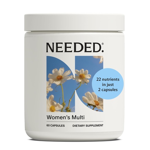 [BRSRMEA6CJ5RMFDD] Needed. Multivitamin for Women with 22 Vitamins, Minerals and Antioxidants - Daily Womens Multivitamin - Vitamin B12, B6, D3 4000IU, Choline, Biotin, Magnesium, Folate and More (60 Count)