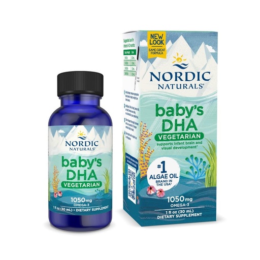 [BRSWIEIDA57BW2LG] Nordic Naturals Baby’s DHA Vegetarian, Unflavored - 1050 mg Plant-Based Omega-3-1 oz - Supports Brain & Vision Development in Babies - Non-GMO, Vegan - 15 Servings