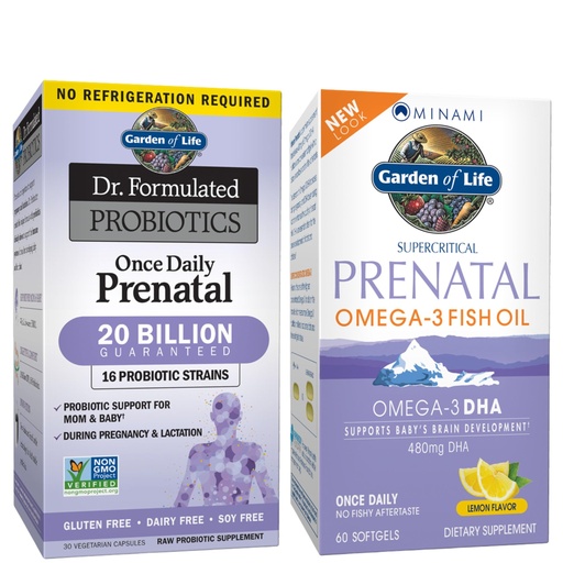 [BRSREFD4AANGAEQ3] Garden of Life Prenatal Support Bundle – Minami Prenatal DHA Omega 3 Fish Oil (60 Softgels) + Dr. Formulated Once Daily Prenatal Probiotics for Mom & Baby (30 Caps), Gluten, Dairy & Soy Free