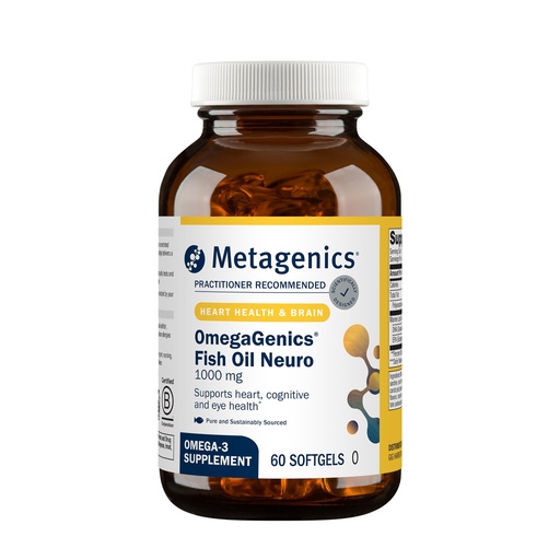 [BRSWYZIQAUGQG3D2] Metagenics OmegaGenics Fish Oil Neuro 1000 mg Omega Supplement for Brain Health & Function* - 750 mg DHA & 250 mg EPA - with No Fishy Taste - Sustainably Sourced - Non-GMO & Gluten-Free - 60 Softgels