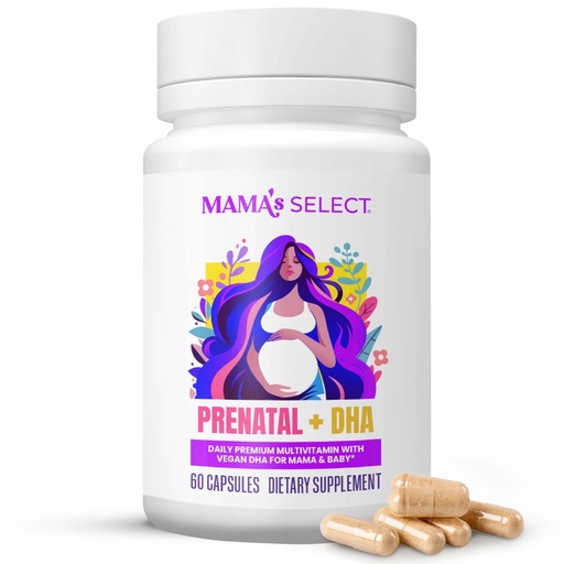 [BRSRAFT5AQFRQA3L] Mama's Select Prenatal Vitamins with Vegan DHA – Fish-Free, No Fish Burps, Allergen-Free, MTHFR Support, Methylated Folate & B Vitamins, Digestive-Friendly, No Biotin