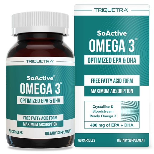 [BRSRMYYOBN6BACDL] SoActive® Omega 3 EPA & DHA | Omega 3 Supplement with EPA and DHA | Enhanced Absorption Formula | No Fishy Aftertaste or Burps | Third Party Tested | Non-GMO, Soy-Free, Gluten-Free | 60 Capsules