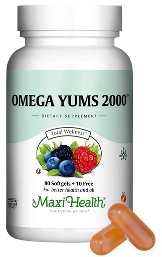 [BRSWI23YC4GWYC36] Maxi Health Fish Oil 2000mg - Omega 3 Supplement for Adults and Kids - Fruity Burst - Omega-3 Fish Oil Source of EPA/DHA Fatty Acids - Heart, Brain, Joint Health - Kosher Certified - 100 Softgels