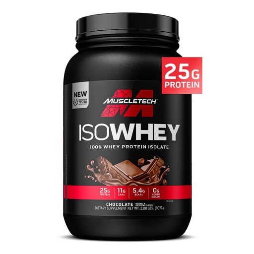 [BRSWKHY3CQPQCFQU] MuscleTech ISO Whey Isolate Protein Powder, Chocolate - Post Workout Gym Supplement for Lean Muscle Gain, Body Building Weight Gainer & Recovery - 25g Protein, BCAA, EAA & 0 Added Sugar - 2lbs