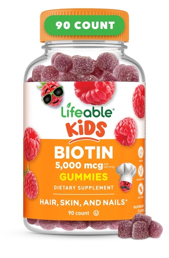 [BRSW2GAQOIMR4AI2] Lifeable Kids Biotin Gummies | 5,000mcg | Great Tasting Natural Flavor Biotin Supplement | Vegan Non GMO Hair Gummies | for Hair Skin and Nails | 90 Gummies