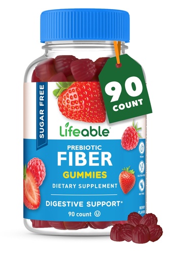 [BRSWYZIYC5YA4D36] Lifeable Sugar Free Fiber Gummies for Adults | 4g | Great Tasting Fiber Supplement Gummies | Keto Friendly, Gluten Free, Vegan, Non GMO Prebiotic Fiber | for Digestive Health | 90 Gummies