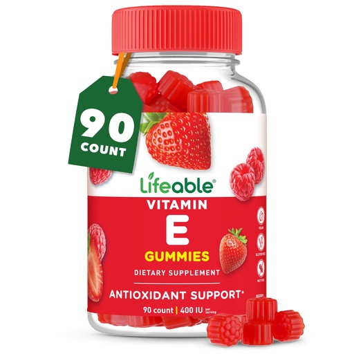 [BRSREEATBNYAICYZ] Lifeable Vitamin E Gummies | 400 IU | Great Tasting Vitamin E Supplements | Skin, Eye Health and Immune Function Support | VIT E for Adults, Men, Women | 90 Gummies