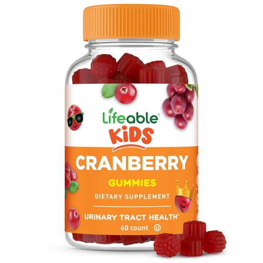 [BRSREEATBMFRY3LL] Lifeable Cranberry Gummies for Kids | Great Tasting Cranberry Supplement | for Urinary Tract Health, Bladder & Digestive Support | Vegan and Non GMO Cranberries | 60 Count