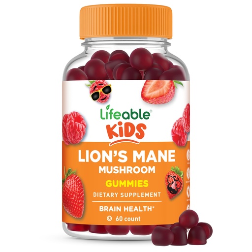 [BRSREC36OZ5R6HQU] Lifeable Lions Mane Gummies for Kids | Great Tasting Lions Mane Mushroom Supplement | Vegan, Kosher, Non-GMO Kids Mushroom Gummies | Brain Support | 60 Count