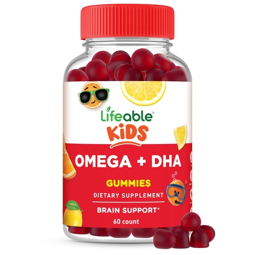[BRSREAQOBAIBMHQ3] Lifeable Omega 3 for Kids Gummies | with Vegan DHA Supplement | Kids Omega 3 Fish Oil Alternative from Plant Based Flaxseed Oil | Great Tasting Supplement | 60 Gummies