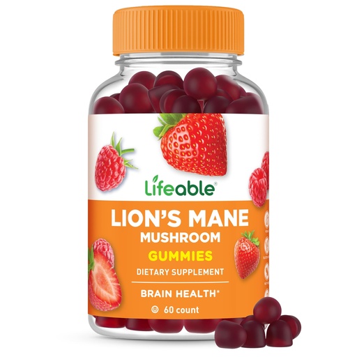 [BRSREC36OAOWMFA3] Lifeable Lions Mane Gummies for Adults | Great Tasting Lions Mane Mushroom Extract | Vegan, Kosher, Non-GMO Mushroom Gummies | Brain Support Supplement | 60 Count
