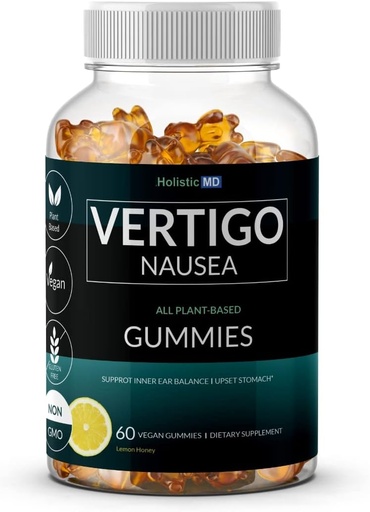 [BRSRMGIROICQIHLA] Vertigo relief products clinically studied Kudzu Gingko Astragalus Ginger Black Cohosh & Peony flower | Nausea Vertigo Dizziness Relief | | Plant-Based formula Non GMO | Lemon flavor 60 Gummies