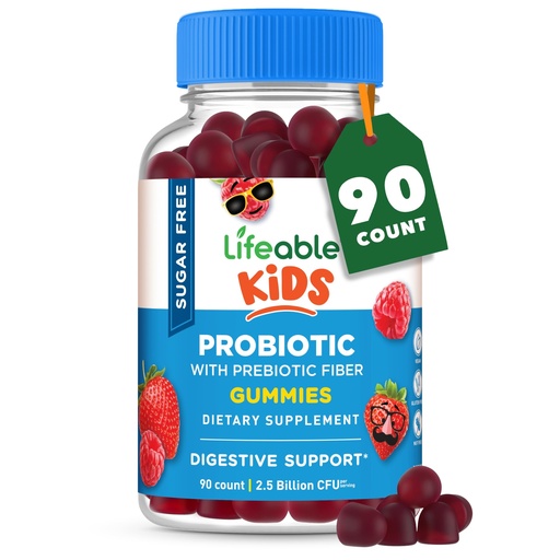 [BRSWYFQ3CEDQKHLX] Lifeable Sugar Free Probiotics with Prebiotics Fiber for Kids – Great Tasting Natural Flavor Gummy Supplement – Keto Friendly Probiotic Chewable – 90 Gummies