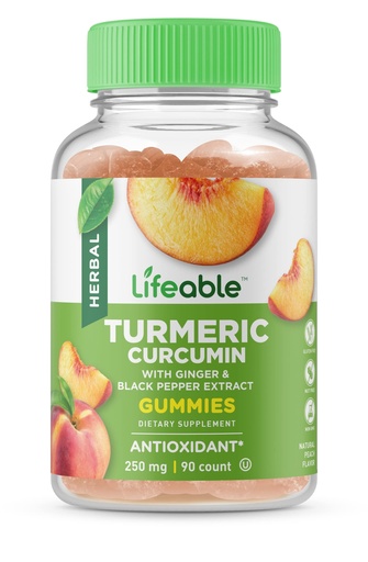 [BRSW2FTYOQHGMYD7] Lifeable Turmeric Curcumin with Ginger & Black Pepper Extract 90 Gummies