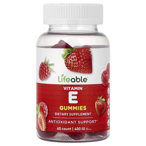 [BRSRGFD3OINWEG3G] Lifeable Vitamin E Gummies, Berry, 60 Gummies (60 mg per Gummy)
