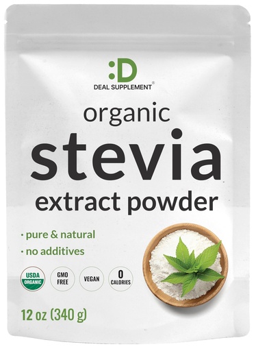 [BRSROFD2BBYAM2TK] Organic Stevia Extract Powder, 12oz – Natural Sweetener & Sugar Substitute – Pure Stevia Leaf – Great for Cooking, Baking, or Drinks – No Erythritol or Additives – Non-GMO, Sugar Free, Zero Calorie
