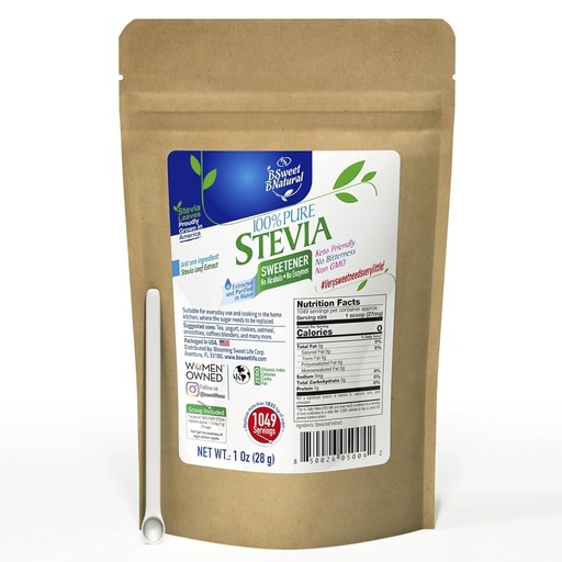 [BRSW2GAOBUARUGQ3] 100% Pure Stevia Powder extract leaf 1 Oz, No Artificial Sweetener, 1049 Servings | Stevia Green Leaf Extract | Zero Calorie & Keto Friendly
