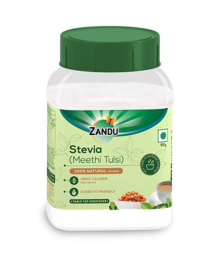 [BRSW2CT7OIMQOYA6] Zandu Stevia Meethi Tulsi Powder- A Healthier Substitute for Sugar, Helps Maintain Healthy Sugar Levels & Healthy Weight (100 g Powder)