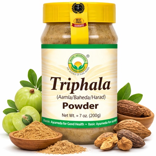 [BRSRO2YEB54GCH36] BASIC AYURVEDA Triphala Powder | 7.05 Oz (200g) | Ayurvedic Herbal Blend of Amla, Haritaki & Bibhitaki | Supports Digestion & Gut Health | Gluten-Free, Non-GMO & Vegan