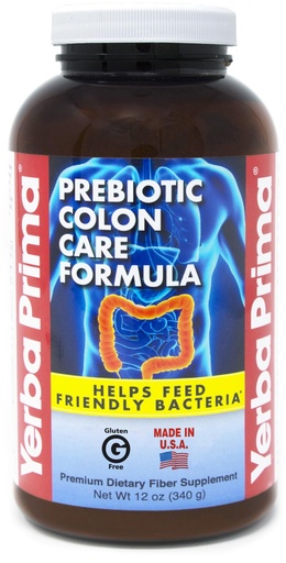 [BRSWIYQZDINAOGDY] Yerba Prima Prebiotic Colon Care Formula Powder 12 oz - Natural Psyllium Fiber, FOS, Magnesium, Selenium - Non-GMO, Gluten Free, Vegan Daily Supplement for Men & Women