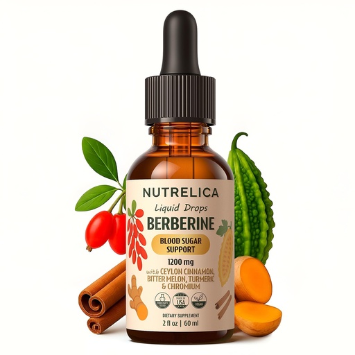 [BRSREHY3OB5BO33U] Berberine with Ceylon Cinnamon, Bitter Melon, Turmeric & Chromium – Blood Sugar Balance & Glucose Metabolism – 1200mg, Vegan, No Sugar, Non-GMO