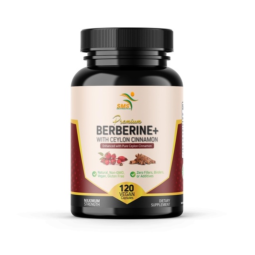 [BRSRE2QFOICW2A3O] Premium Berberine HCL 1200mg, True Ceylon Cinnamon, 120 Capsules, Berberine HCI Root Supplement for Immune Support and Overall Wellness