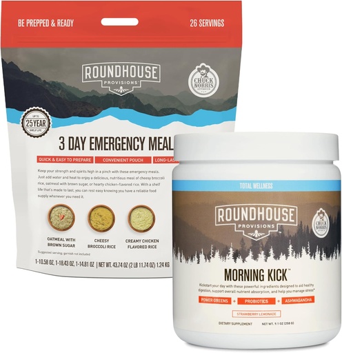 [BRSRAED3CAFB4ALH] ROUNDHOUSE PROVISION Morning Kick and 3 Day Emergency Meal Kit Bundle