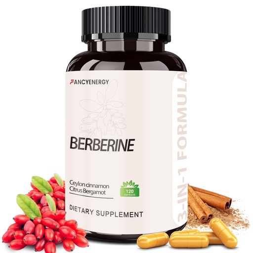 [BRSRAA3YB4AQ4YD7] Berberine HCl Supplement with Ceylon Cinnamon & Citrus Bergamot – Botanical Formula for Daily Wellness – 120 Vegan Capsules