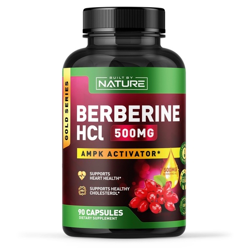 [BRSREZA7CUIWK3TP] Built by Nature Berberine 500mg – Berberine HCl 500mg Capsules – Pure Berberine Supplement – 90 Capsules