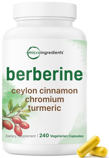 [BRSRABLYPJ5QI23X] Micro Ingredients Berberine with Ceylon Cinnamon, 240 Veggie Capsules | High Absorption Berberine HCI Supplement + Turmeric Root & Cinnamon Bark Extract | Non-GMO, Gluten Free
