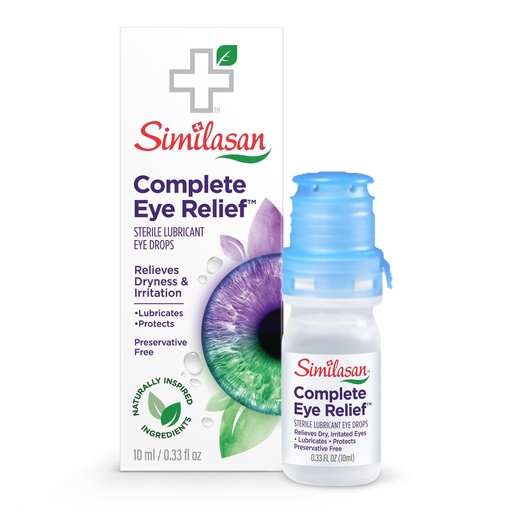 [BRSRGAYDCEGRU2TF] Similasan Complete Eye Relief Drops, Lubricates and Protects, Naturally Inspired Ingredients for Multi-Symptom Eye Discomfort, Preservative-Free, Ectoin Enhanced, Contact Lens Friendly, 0.33 FL.OZ