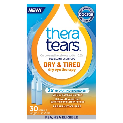 [BRSRGFIPO4FRACA7] TheraTears Dry & Tired Preservative-Free Eye Drops for Dry Eye Relief and Daily Eye Care, 30 Single-Use Vials