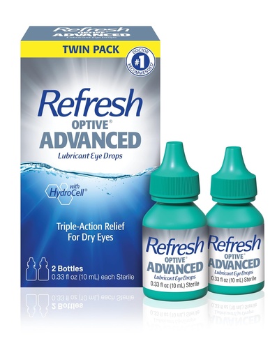 [BRSWIED7AJ7QEH34] Refresh Optive Advanced Lubricant Eye Drops For Dry Eyes, 0.33 Fl Oz Sterile (2 Count)