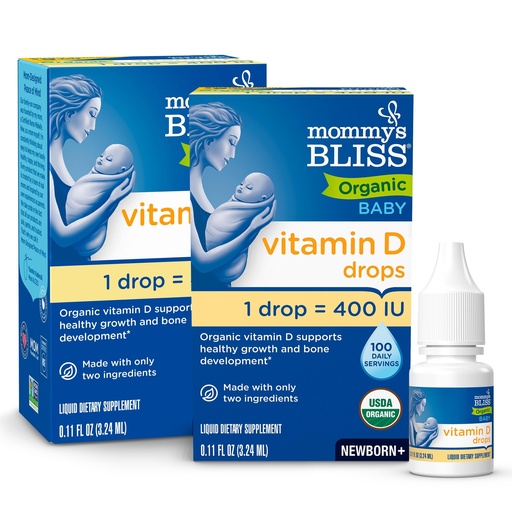 [BRSRA23YBYMBGAD6] Mommy's Bliss Organic Baby Vitamin D Drops | Infant Vitamin D3 Drops Promote Healthy Growth and Bone Development | Newborn+ | 0.11 Fl Oz (100 Servings) | Pack of 2