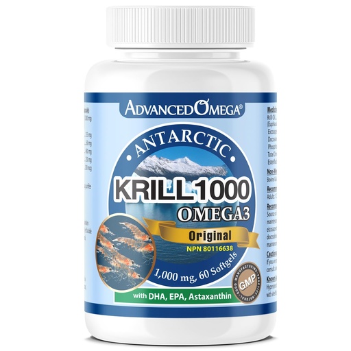 [BRSWGYD6DMDQOHTP] Antarctic Krill Oil 1000mg, Contains Omega-3 Fatty Acid, EPA, DHA, Axtaxanthin and Phospholipids (60 Count)