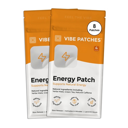 [BRSREBQ5O5YGAFDF] Energy Patch | Wearable Wellness for Caffeine Support with Yerba Mate Green Tea | Long Lasting Patch for 10 Hours | Vegan & Latex Free | 4 Patches Per Pack, 2 Pack