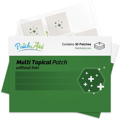 [BRSWYFDRBMNW2YDD] PatchAid Multi Plus Topical Patch Without Iron | Supports Daily Energy | 8 Hour Wear for Easy Absorption | 30 Day Supply
