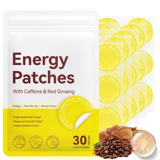 [BRSREGIFCUHQYFL3] Energy Patches for Adults Men Women - Topical Daily Wellness Awake Energy Patch - Enhanced Focus & Body Support with Caffeine, Biotin, B5, B3 and B12