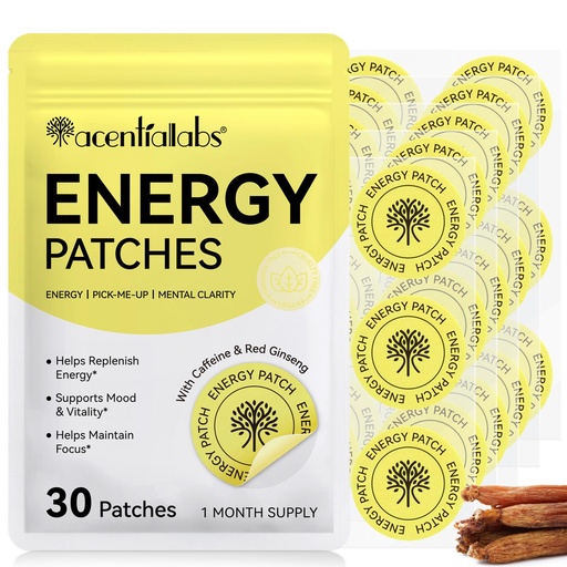 [BRSWGHANAUMR6F3B] Energy Patches – Daily Wellness Patch with Caffeine & Red Ginseng – Easy & Discreet Patch – Vegan, Cruelty-Free – 30 Patches (1 Month Supply)