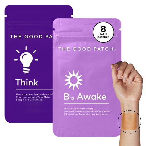[BRSRMCQLBNYBGFL3] The Good Patch Weekday Hustle Duo - Awake B12 with Caffeine and Vitamins to Help Promote Energy - Think with Caffeine, Yerba Mate to Support Focus (8 Total Patches)