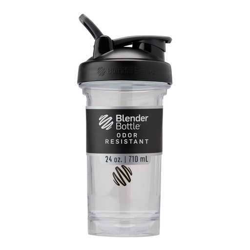 [BRSWGBQCOYNWE2Q6] BlenderBottle Shaker Bottle Pro Series Perfect for Protein Shakes and Pre Workout, 24-Ounce, Black/Clear