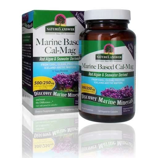[BRSWKFQECUAA4DDM] Nature's Answer Calcium Magnesium Capsules 120 Count - Daily Marine Based Magnesium & Calcium Supplement for Sleep & Bone Support - Vegan, Gluten Free, Alcohol Free for Everyone
