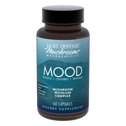 [BRSRACD3BV6AOEQU] Host Defense MycoBenefits Mood* Capsules - Healthy Mind Support with Lion's Mane, L-Theanine & Ashwagandha - Relaxing & Calming Supplement - 60 Capsules (30 Servings)*