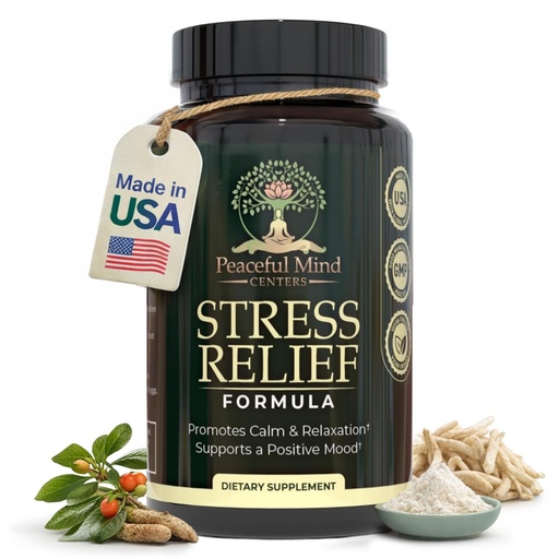[BRSREA34CR5BSALG] Stress Relief Formula - Natural Ashwagandha Capsules GMO Free - unflavoured Quality Herbal Wellness Supplement for Relaxation and Mental clarity-60-count