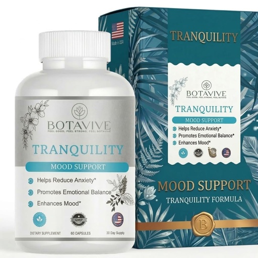 [BRSREZITAAFAO2D4] Stress Relief Calm Support Capsules – Botavive Tranquility Advanced Relaxation Formula with L-Theanine, GABA & Ashwagandha – 60 Capsules